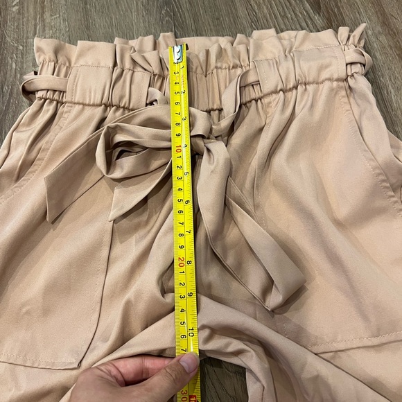 Dusty Rose Sateen High Waisted Paper Bag Style Trousers - Picture 11 of 12